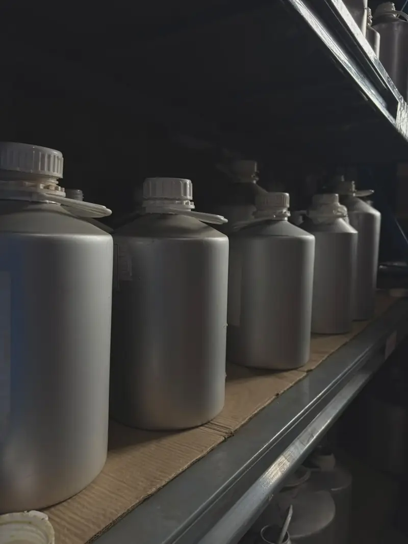 Aluminium drums of sandalwood oil in stock